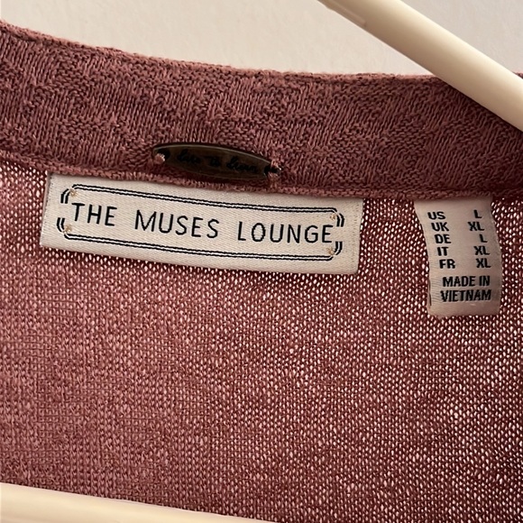 The Muses Lounge Textured Sweater Knit Cardigan with Blouson Sleeves Size L - Picture 3 of 7